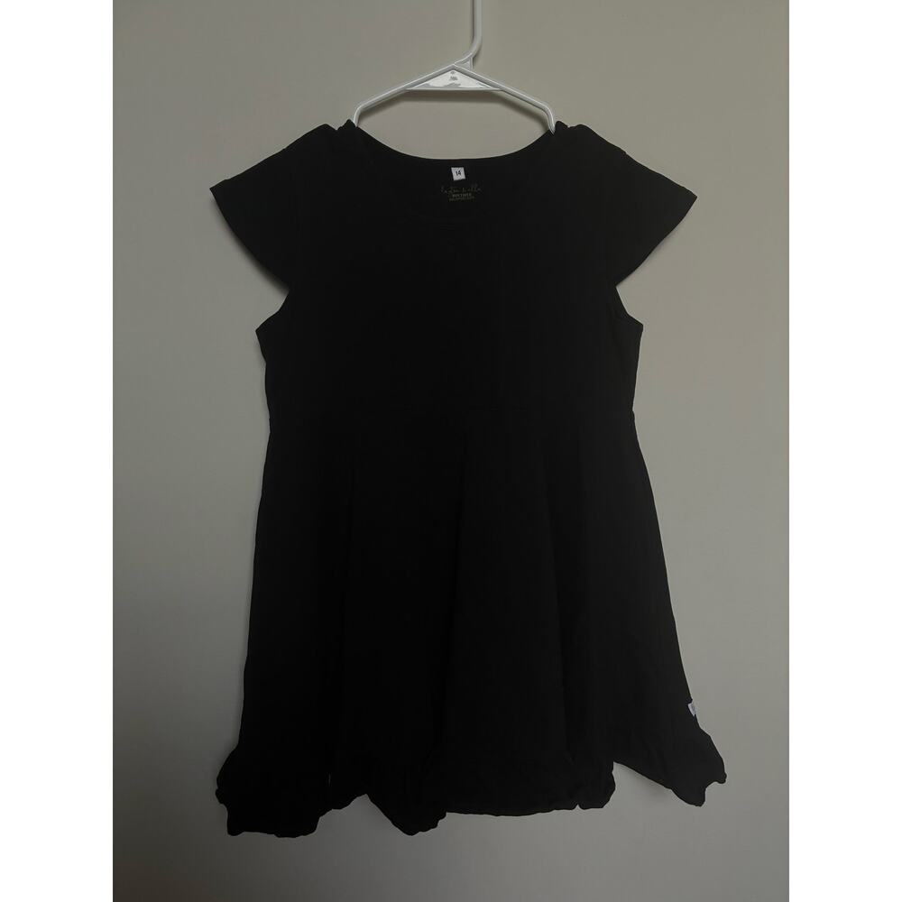 Layton & Ella Black Boutique Top Girls Size 14 Short Sleeve Flowy Shirt